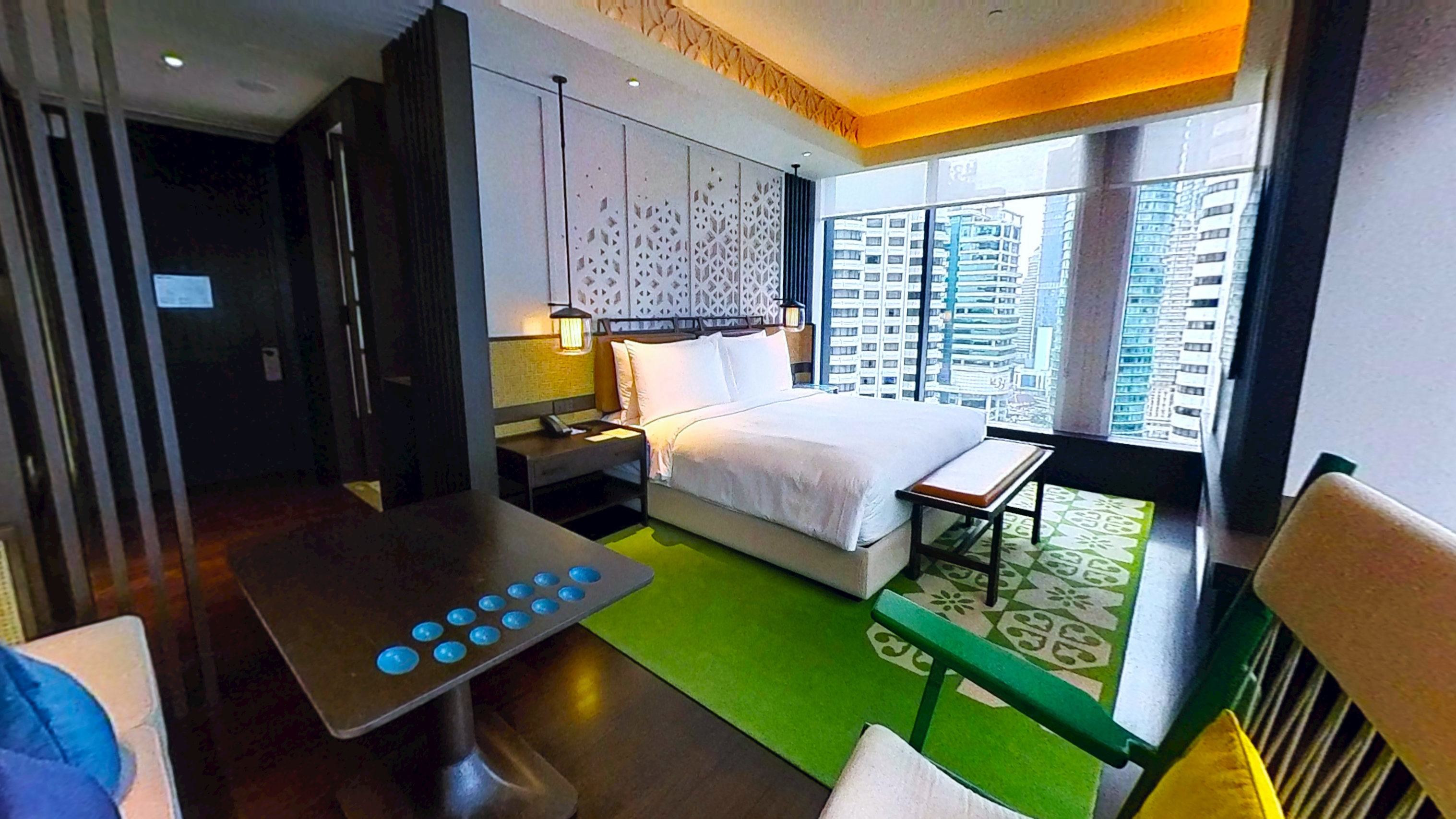 Matterport 3D virtual tour scan of a hotel room in Kuala Lumpur, Malaysia with skyline view